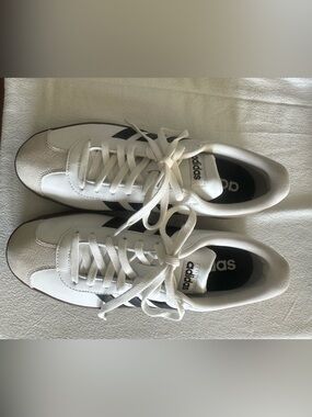 adidas White Sneakers with Black Stripes - Low Top